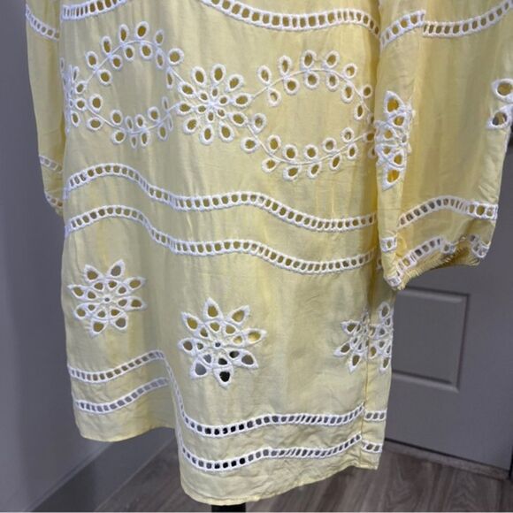 Boston Proper Embellished Beaded Crochet Lace Tunic Dress Yellow Sz Small NEW - Picture 7 of 11